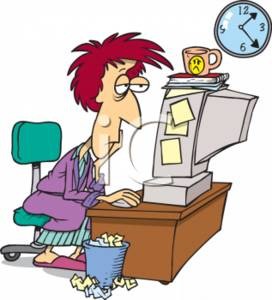 Exhausted_Businesswoman_Working_After_Hours_clipart_image